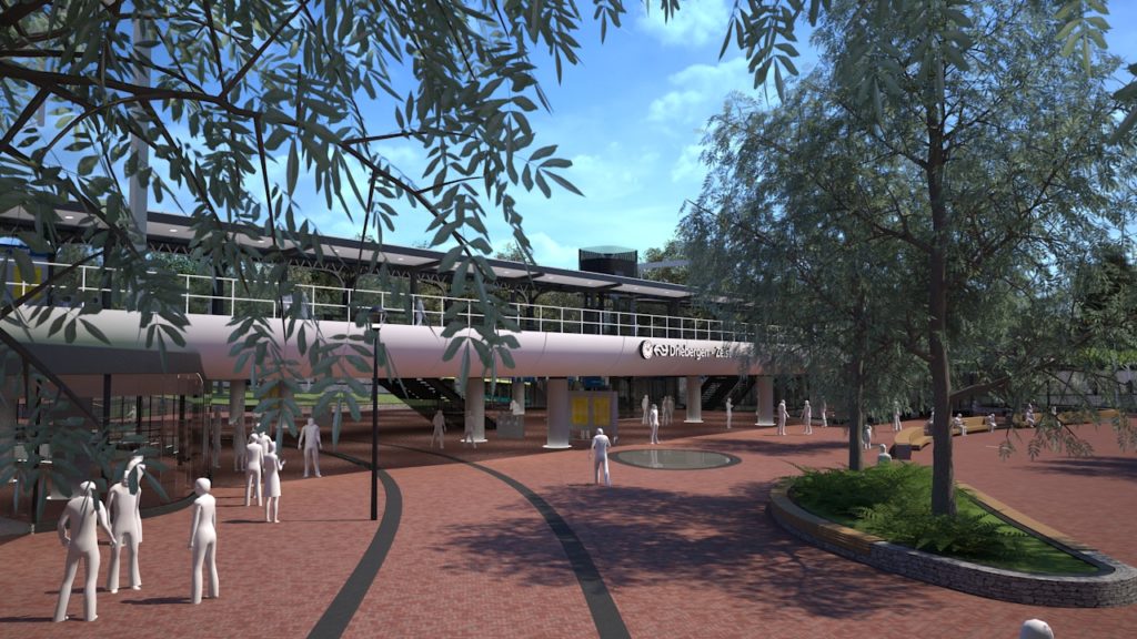 Driebergen plein gezien van parkeergarage-zijde