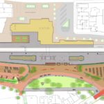 nieuwe ontsluiting westzijde station Naarden Bussum, in het groen.